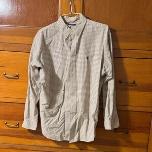 Ralph Lauren Beige Checkered Casual Button Down Shirt